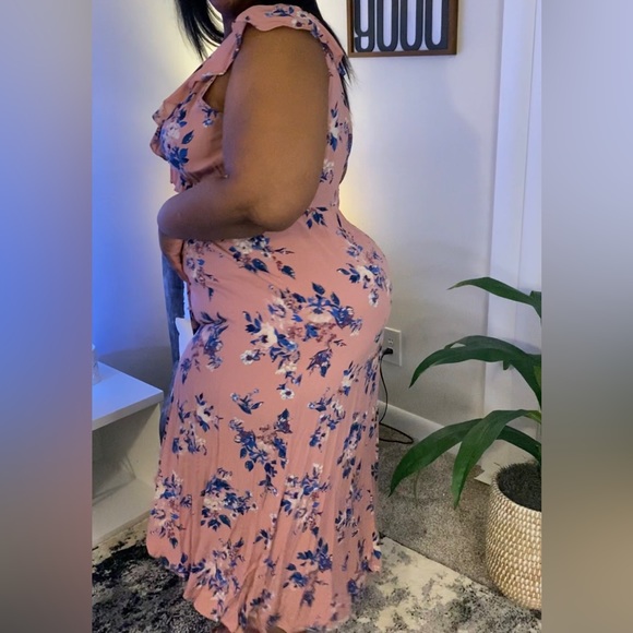 Pink Floral Split Dress - Xhilaration (XXL) - Picture 3 of 6